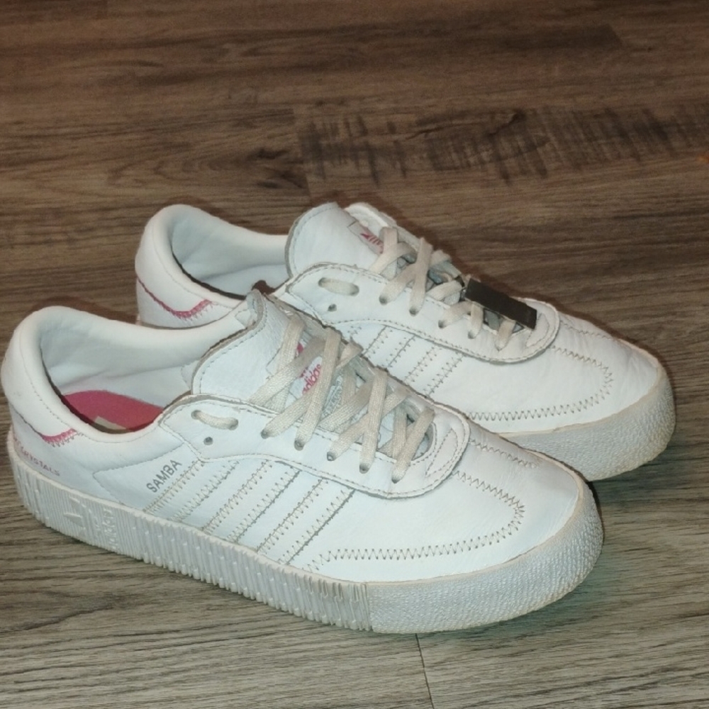 Adidas Sambarose Swarovski Women's White and Pink Sneakers Size 8
